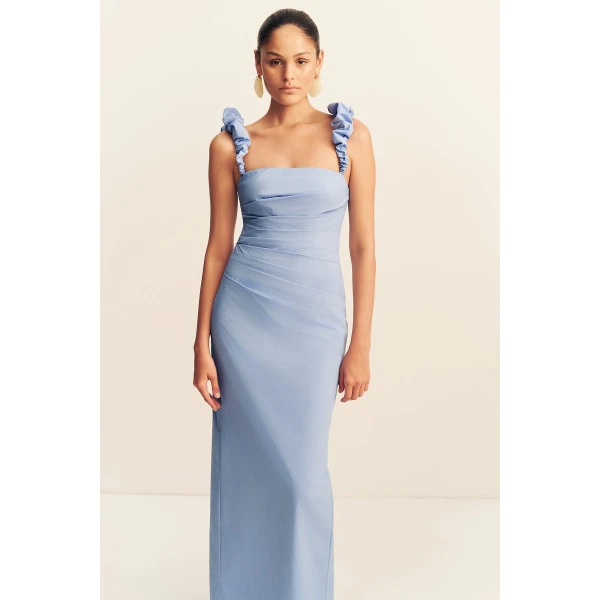 Shona Joy Campbell Off Shoulder Draped Maxi Dress - Azurine - Dresses - Australian Luxury Eventwear at Luxury Shoes 