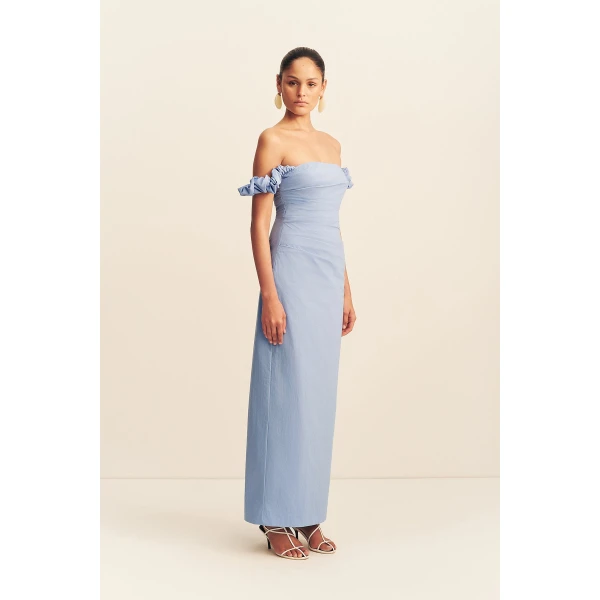 Shona Joy Campbell Off Shoulder Draped Maxi Dress - Azurine - Dresses - Australian Luxury Eventwear at Luxury Shoes 