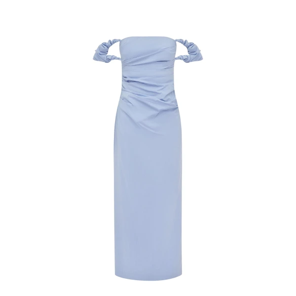 Shona Joy Campbell Off Shoulder Draped Maxi Dress - Azurine - Dresses - Australian Luxury Eventwear at Luxury Shoes 