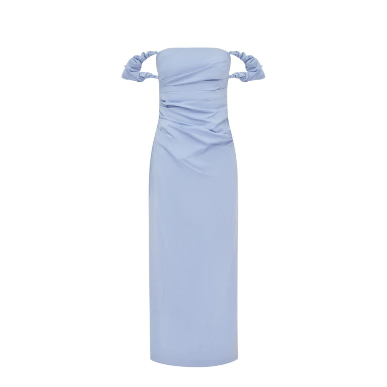 Shona Joy Campbell Off Shoulder Draped Maxi Dress - Azurine - Dresses - Australian Luxury Eventwear at Luxury Shoes 
