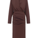 Shona Joy Campbell Shirt Fitted Midi Dress - Ristretto - Dresses - Australian Luxury Eventwear at Luxury Shoes 