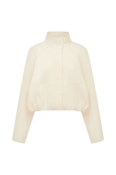 Shona Joy Crosby Wool Blend Cropped Bomber Jacket - Ivory - Jackets - Australian Luxury Eventwear at Luxury Shoes 