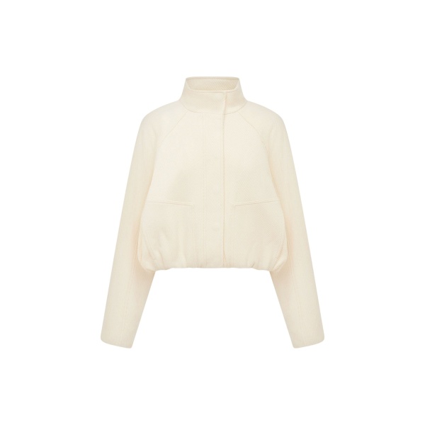 Shona Joy Crosby Wool Blend Cropped Bomber Jacket - Ivory - Jackets - Australian Luxury Eventwear at Luxury Shoes 