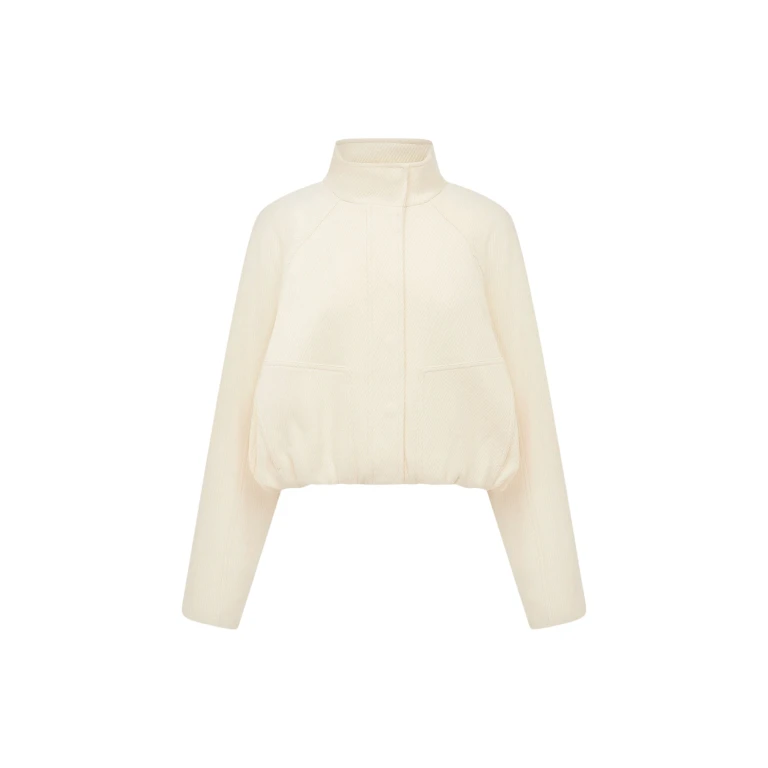 Shona Joy Crosby Wool Blend Cropped Bomber Jacket - Ivory - Jackets - Australian Luxury Eventwear at Luxury Shoes 