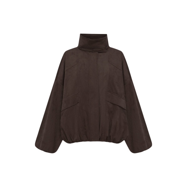 Shona Joy Ernest Funnel Neck Faux Suede Bomber Jacket - Cacao - Jackets - Australian Luxury Eventwear at Luxury Shoes 