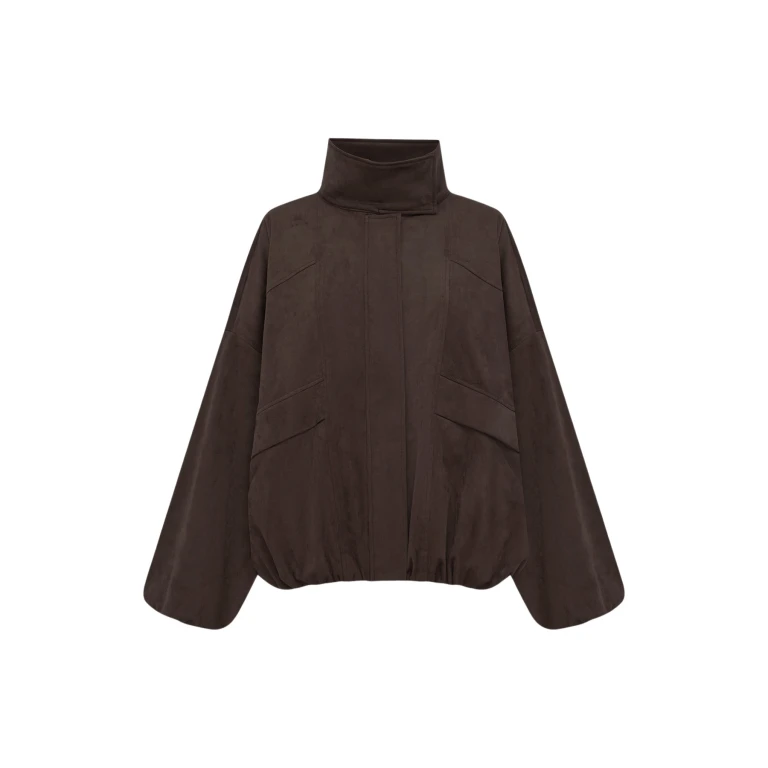 Shona Joy Ernest Funnel Neck Faux Suede Bomber Jacket - Cacao - Jackets - Australian Luxury Eventwear at Luxury Shoes 