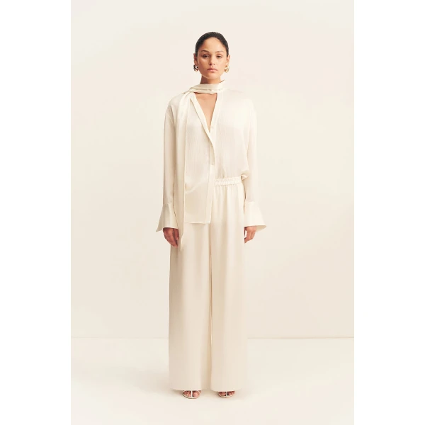 Shona Joy Huxley Textured Drawstring Pant - Vanilla - Pants - Australian Luxury Eventwear at Luxury Shoes 