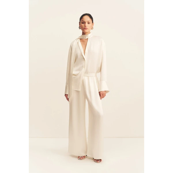 Shona Joy Huxley Textured Drawstring Pant - Vanilla - Pants - Australian Luxury Eventwear at Luxury Shoes 