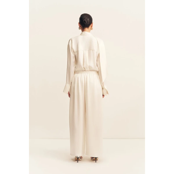 Shona Joy Huxley Textured Drawstring Pant - Vanilla - Pants - Australian Luxury Eventwear at Luxury Shoes 