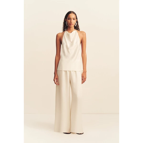Shona Joy Huxley Textured Open Back Top - Vanilla - Tops - Australian Luxury Eventwear at Luxury Shoes 