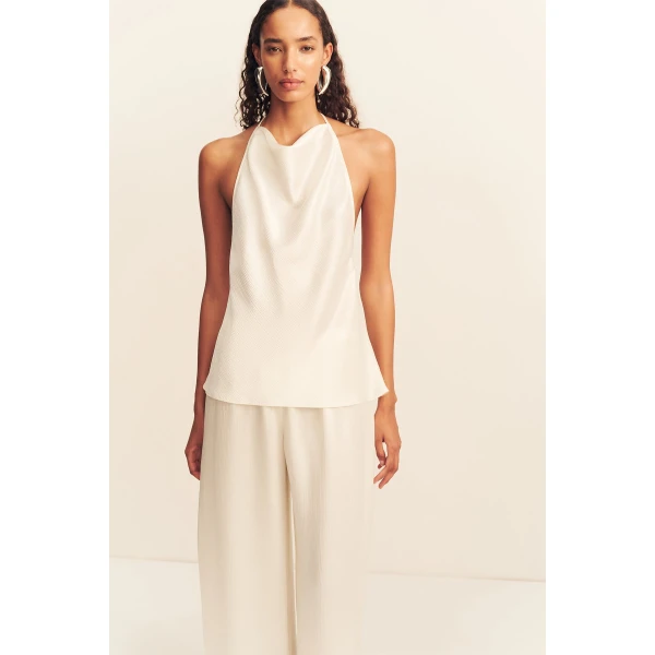 Shona Joy Huxley Textured Open Back Top - Vanilla - Tops - Australian Luxury Eventwear at Luxury Shoes 