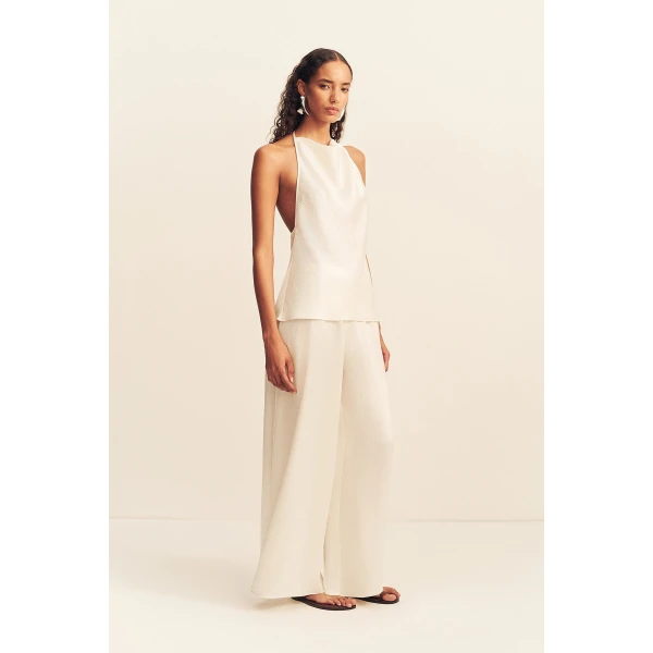 Shona Joy Huxley Textured Open Back Top - Vanilla - Tops - Australian Luxury Eventwear at Luxury Shoes 