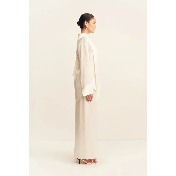 Shona Joy Huxley Textured Scarf Shirt - Vanilla - Tops - Australian Luxury Eventwear at Luxury Shoes 