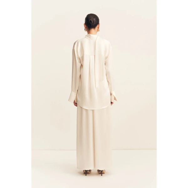 Shona Joy Huxley Textured Scarf Shirt - Vanilla - Tops - Australian Luxury Eventwear at Luxury Shoes 