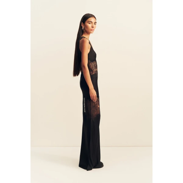 Shona Joy Jamila Plunged Lace Panelled Maxi Dress - Black - Dresses - Australian Luxury Eventwear at Luxury Shoes 
