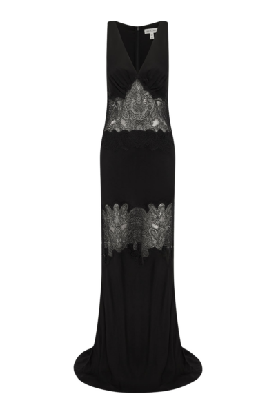 Shona Joy Jamila Plunged Lace Panelled Maxi Dress - Black - Dresses - Australian Luxury Eventwear at Luxury Shoes 