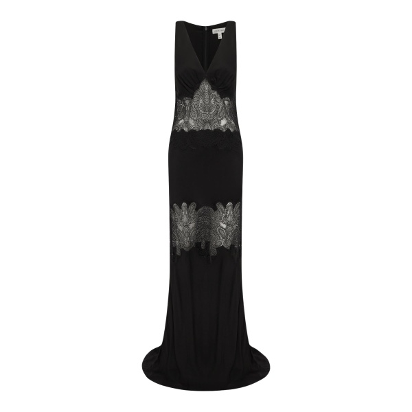 Shona Joy Jamila Plunged Lace Panelled Maxi Dress - Black - Dresses - Australian Luxury Eventwear at Luxury Shoes 