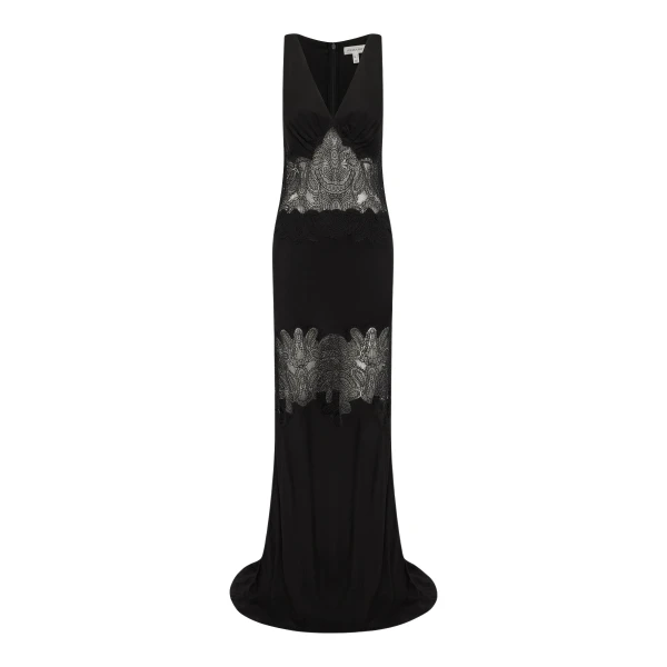 Shona Joy Jamila Plunged Lace Panelled Maxi Dress - Black - Dresses - Australian Luxury Eventwear at Luxury Shoes 