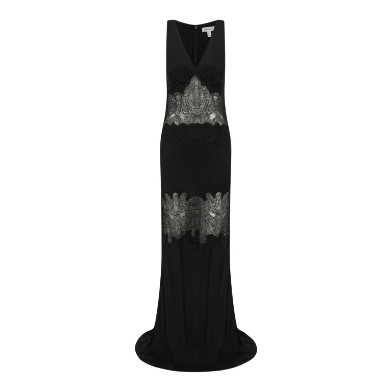 Shona Joy Jamila Plunged Lace Panelled Maxi Dress - Black - Dresses - Australian Luxury Eventwear at Luxury Shoes 