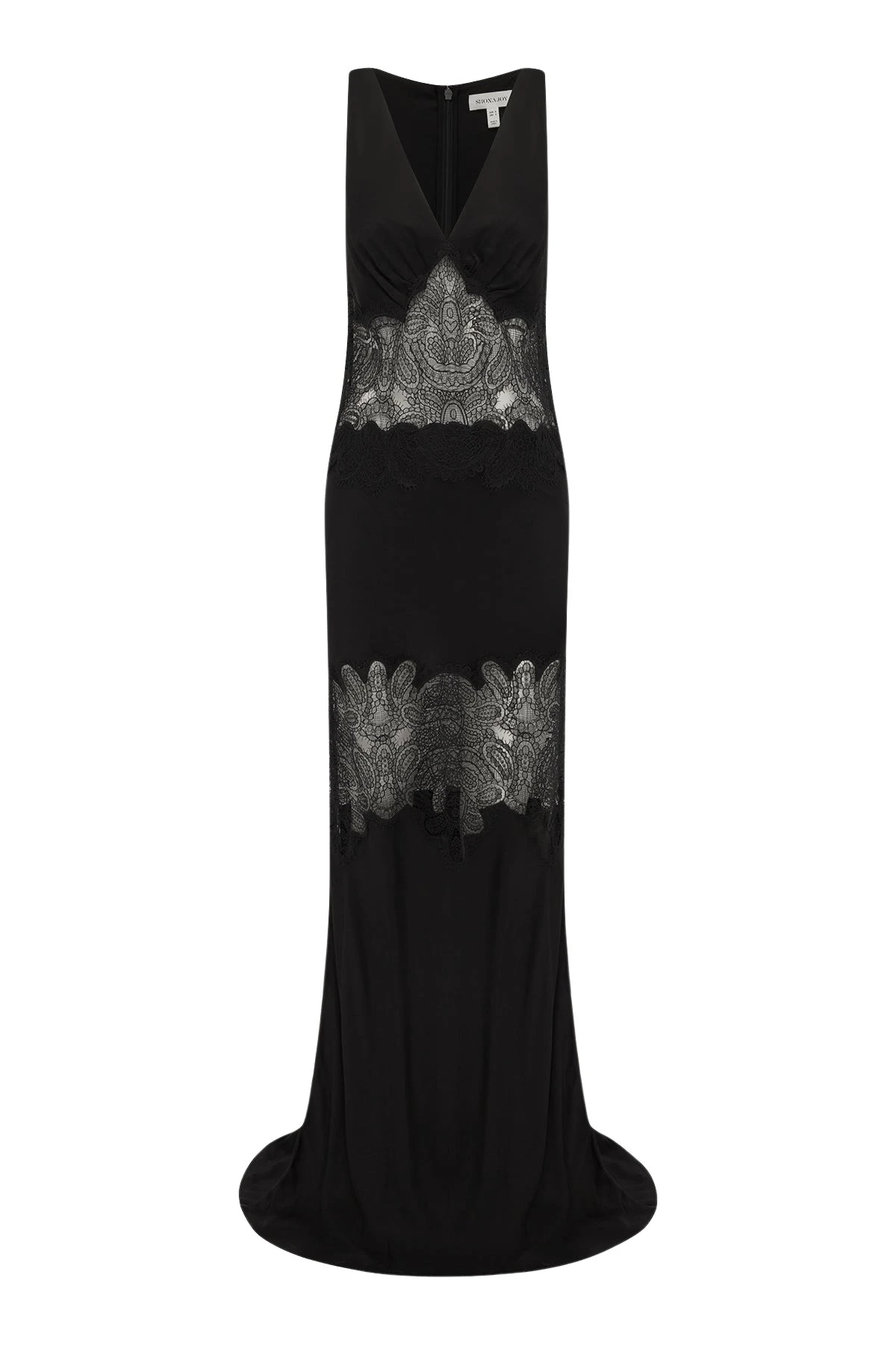 Shona Joy Jamila Plunged Lace Panelled Maxi Dress – Black