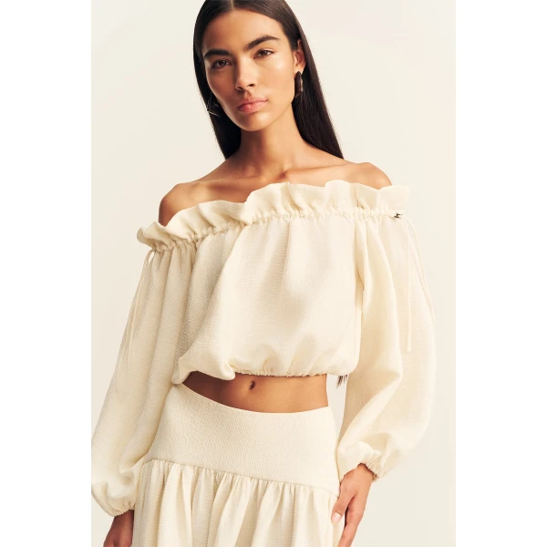 Shona Joy Jasper Linen Blend Blouse - Resin - Tops - Australian Luxury Eventwear at Luxury Shoes 