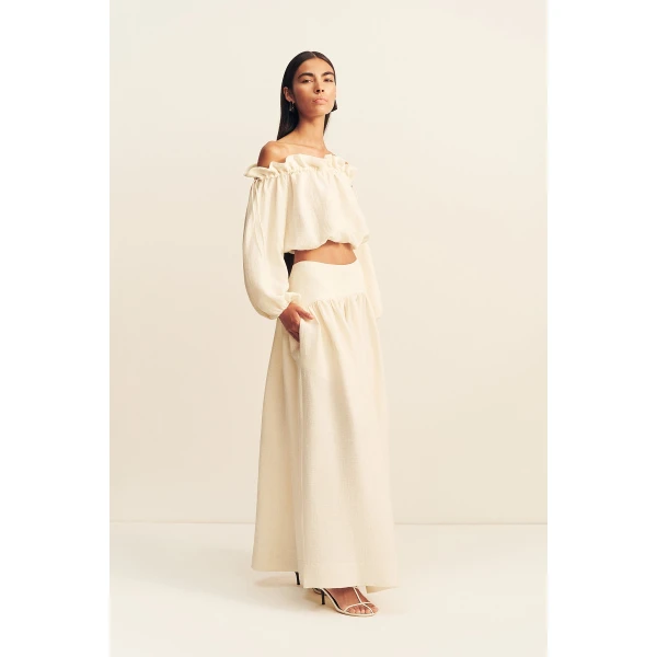 Shona Joy Jasper Linen Blend Blouse - Resin - Tops - Australian Luxury Eventwear at Luxury Shoes 