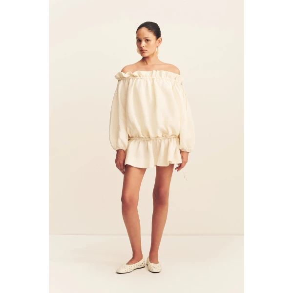 Shona Joy Jasper Linen Blend Mini Dress - Resin - Dresses - Australian Luxury Eventwear at Luxury Shoes 