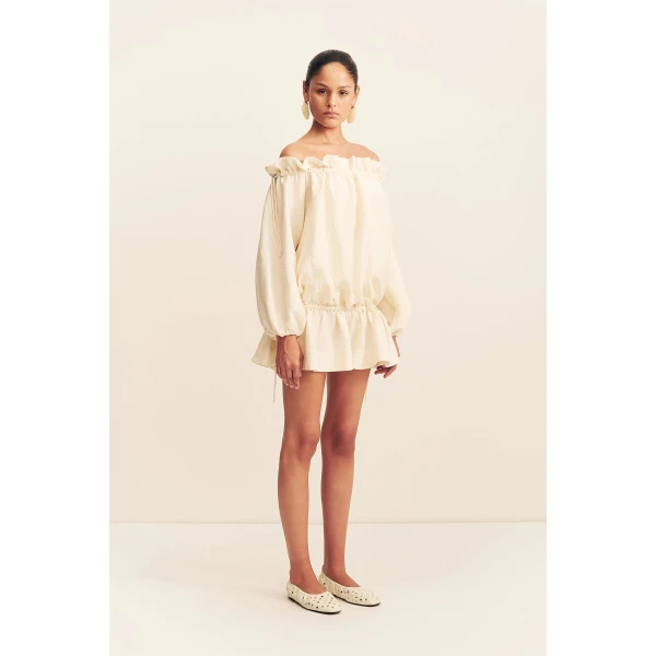 Shona Joy Jasper Linen Blend Mini Dress - Resin - Dresses - Australian Luxury Eventwear at Luxury Shoes 