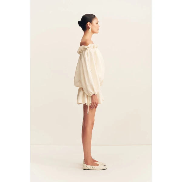 Shona Joy Jasper Linen Blend Mini Dress - Resin - Dresses - Australian Luxury Eventwear at Luxury Shoes 