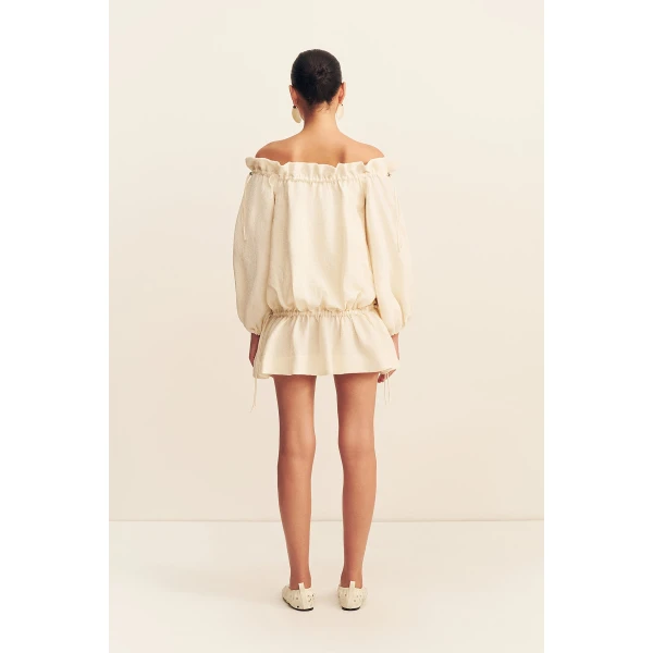 Shona Joy Jasper Linen Blend Mini Dress - Resin - Dresses - Australian Luxury Eventwear at Luxury Shoes 