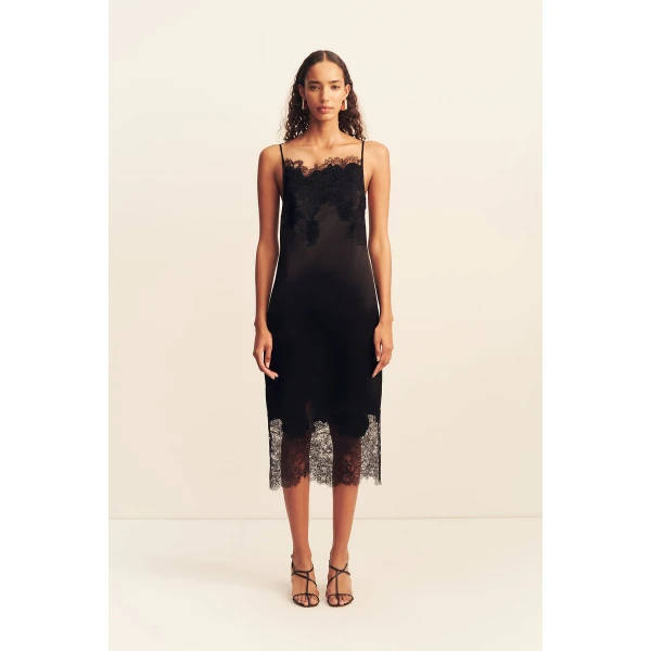 Shona Joy Lucia Lace Slip Midi Dress - Black - Dresses - Australian Luxury Eventwear at Luxury Shoes 