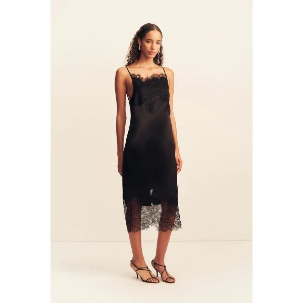 Shona Joy Lucia Lace Slip Midi Dress - Black - Dresses - Australian Luxury Eventwear at Luxury Shoes 