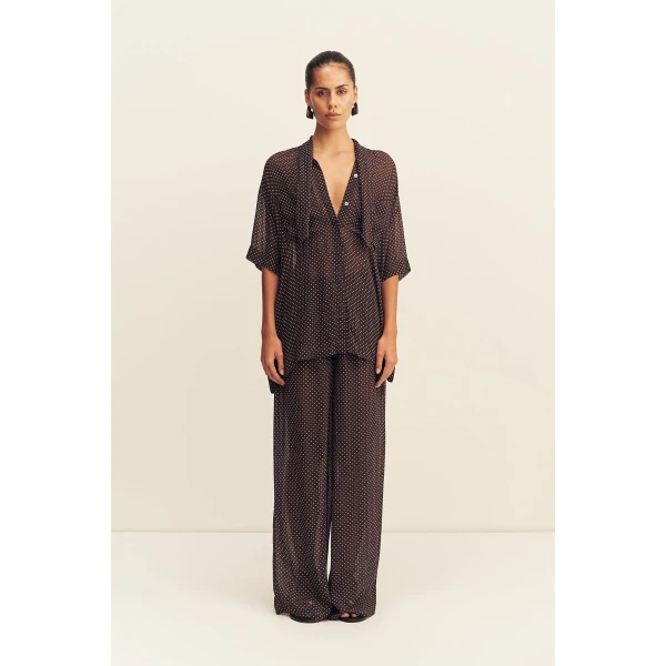 Shona Joy Maddox Short Sleeve Neck Tie Shirt - Tops - Australian Luxury Eventwear at Luxury Shoes 