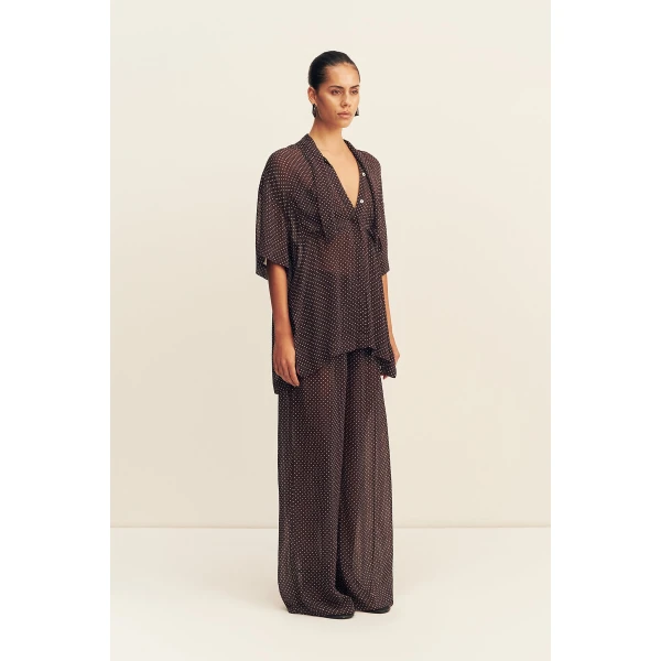 Shona Joy Maddox Short Sleeve Neck Tie Shirt - Tops - Australian Luxury Eventwear at Luxury Shoes 