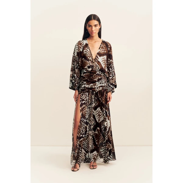 Shona Joy Maia Long Sleeve Plunged Maxi Dress - Dresses - Australian Luxury Eventwear at Luxury Shoes 