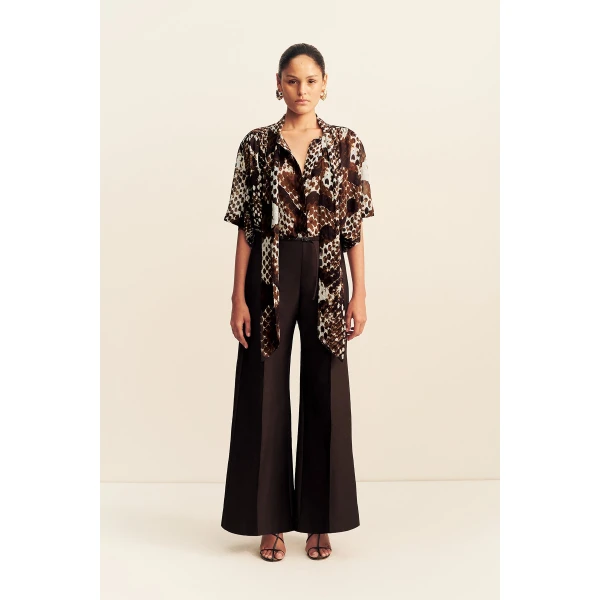 Shona Joy Maia Sheer Scarf Shirt With Tie - Tops - Australian Luxury Eventwear at Luxury Shoes 