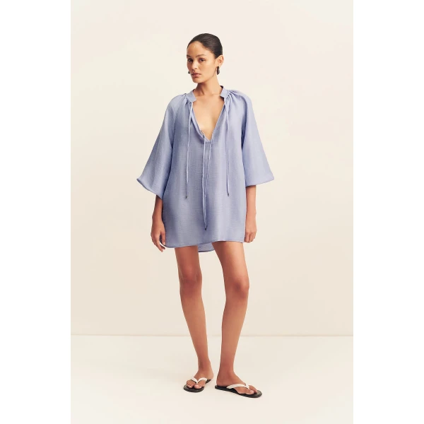 Shona Joy Marlowe Linen Blend Mini Dress - Chambray - Dresses - Australian Luxury Eventwear at Luxury Shoes 