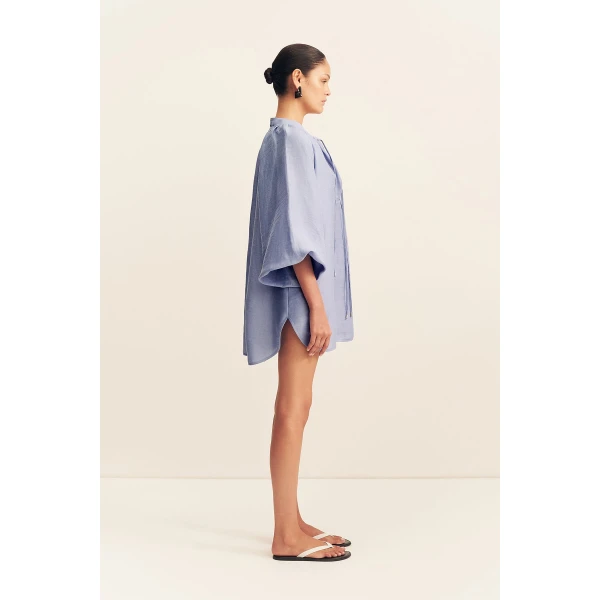 Shona Joy Marlowe Linen Blend Mini Dress - Chambray - Dresses - Australian Luxury Eventwear at Luxury Shoes 