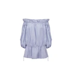 Shona Joy Marlowe Linen Blend Off Shoulder Mini Dress - Chambray - Dresses - Australian Luxury Eventwear at Luxury Shoes 