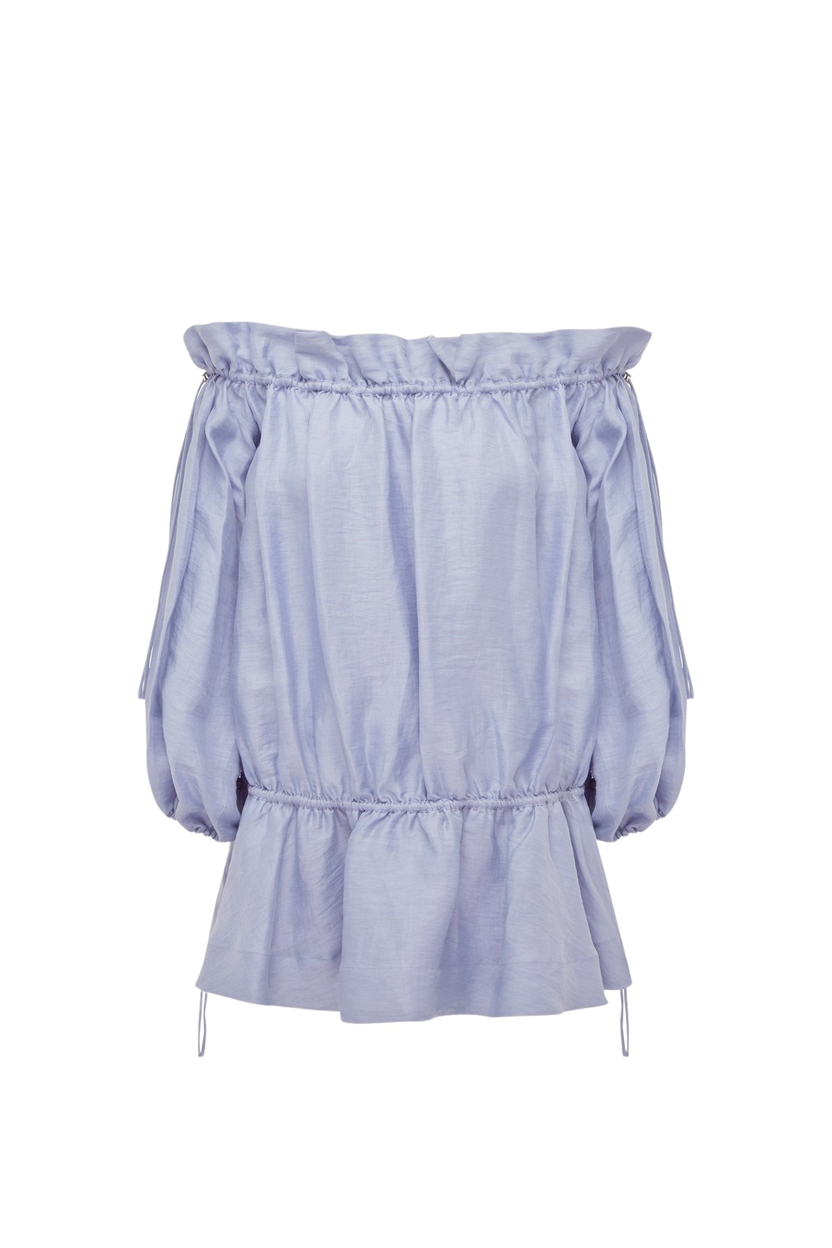 Shona Joy Marlowe Linen Blend Off Shoulder Mini Dress – Chambray