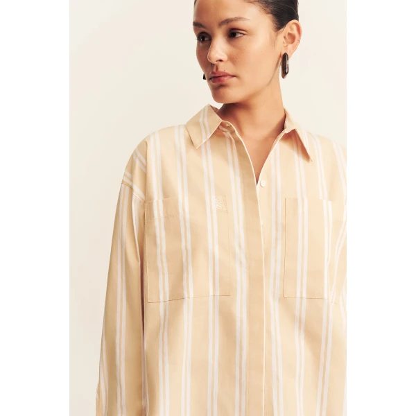Shona Joy Omri Cotton Oversized Shirt - Tops - Australian Luxury Eventwear at Luxury Shoes 