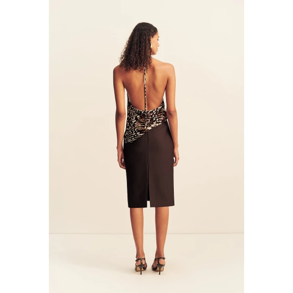 Shona Joy Otis Belted Midi Skirt - Ristretto - Skirts - Australian Luxury Eventwear at Luxury Shoes 