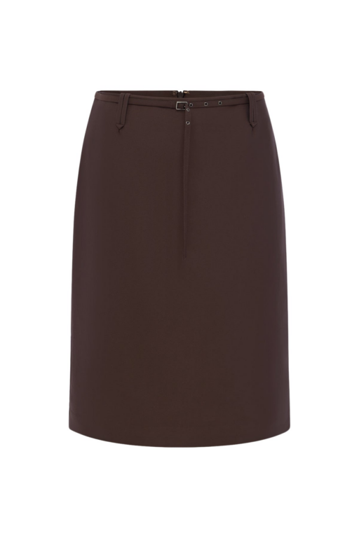 Shona Joy Otis Belted Midi Skirt - Ristretto - Skirts - Australian Luxury Eventwear at Luxury Shoes 