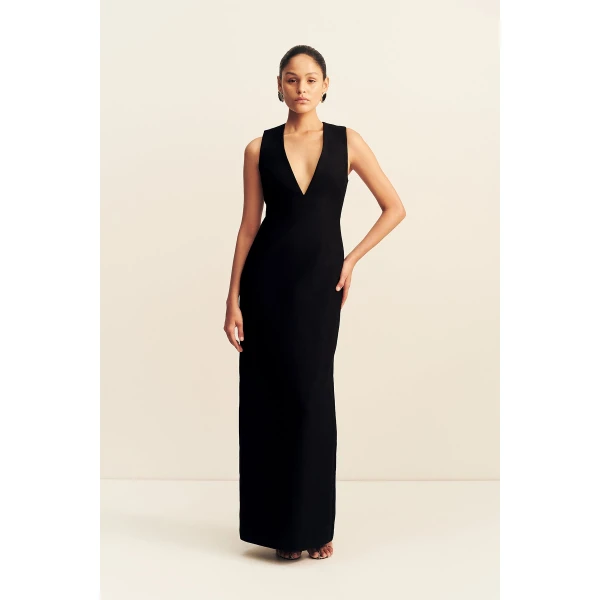 Shona Joy Otis Plunged Fitted Maxi Dress - Black - Dresses - Australian Luxury Eventwear at Luxury Shoes 