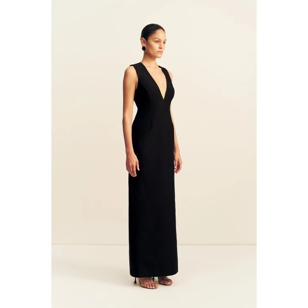 Shona Joy Otis Plunged Fitted Maxi Dress - Black - Dresses - Australian Luxury Eventwear at Luxury Shoes 