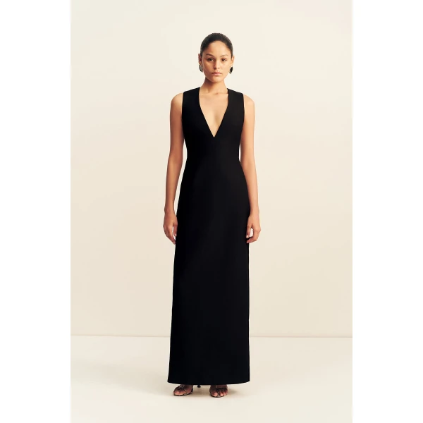Shona Joy Otis Plunged Fitted Maxi Dress - Black - Dresses - Australian Luxury Eventwear at Luxury Shoes 