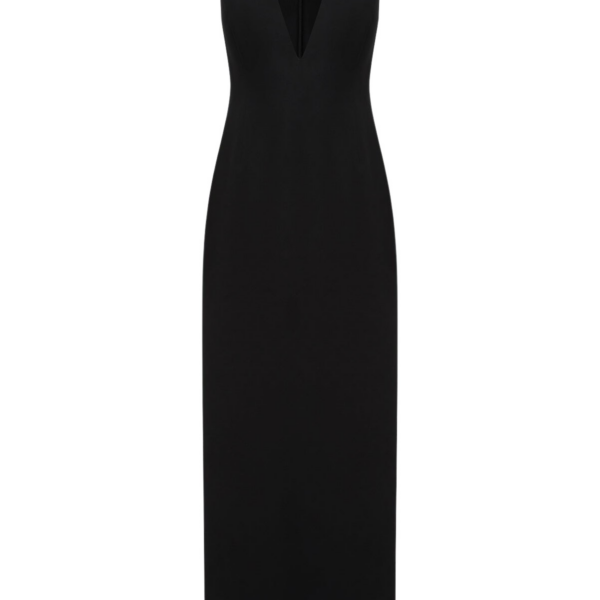 Shona Joy Otis Plunged Fitted Maxi Dress – Black