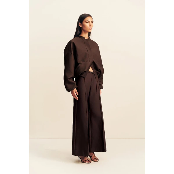 Shona Joy Otis Wide Leg Belted Pant - Ristretto - Pants - Australian Luxury Eventwear at Luxury Shoes 