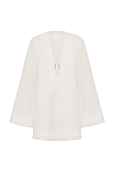 Shona Joy Paloma Plunged Long Sleeve Mini Dress - Ivory - Dresses - Australian Luxury Eventwear at Luxury Shoes 