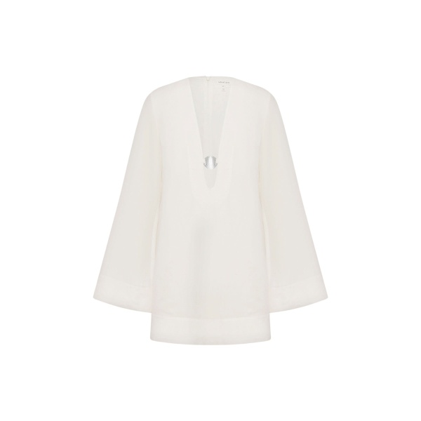 Shona Joy Paloma Plunged Long Sleeve Mini Dress - Ivory - Dresses - Australian Luxury Eventwear at Luxury Shoes 